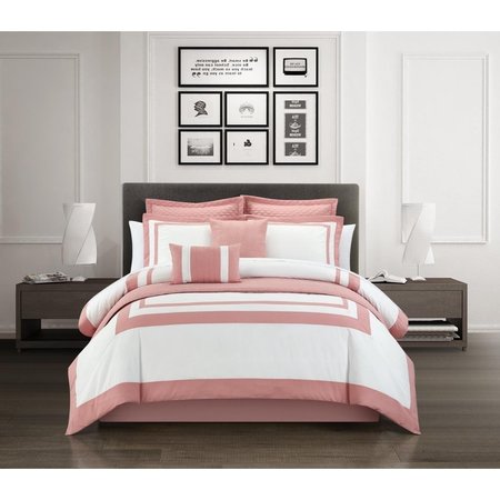 FIXTURESFIRST 8 Piece Frostine Comforter & Quilt Set, Rose - King Size FI2085505